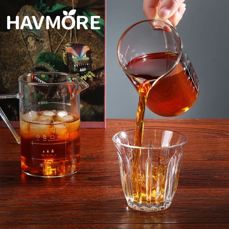350/500ml Glass Coffee Sharing Pot With Handle Large Capacity Heat-resistant Coffee Pitcher Glass Tea Milk Pot