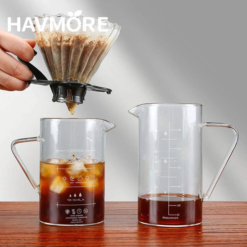 350/500ml Glass Coffee Sharing Pot With Handle Large Capacity Heat-resistant Coffee Pitcher Glass Tea Milk Pot