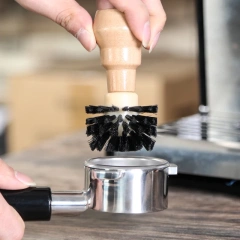 Portafilter Cleaning Brush Professional Barista Espresso Coffee Cleaning Brush Tool with Wooden Handle