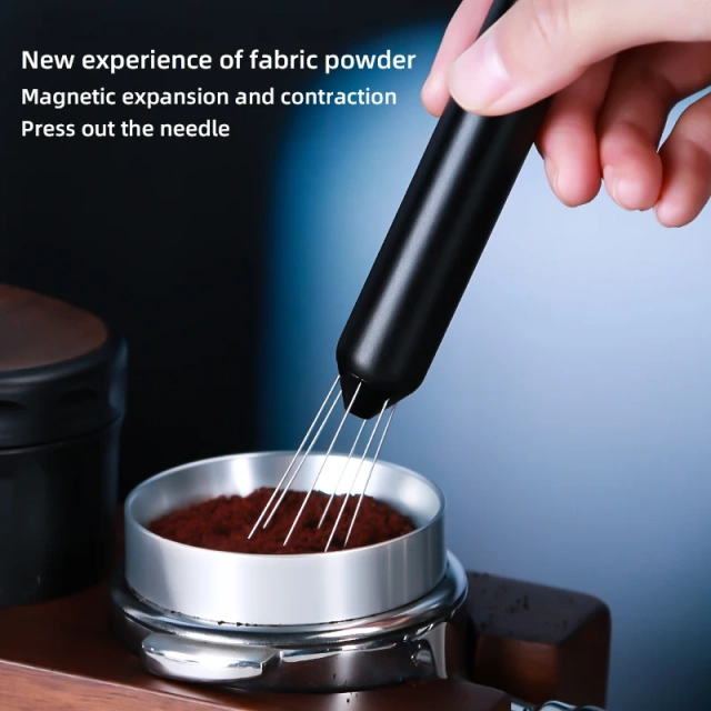 Shrinkable Portable Coffee Powder Stirring Needle 304 Stainless Steel Stainless Steel WDT Espresso Needle Distributor With Base