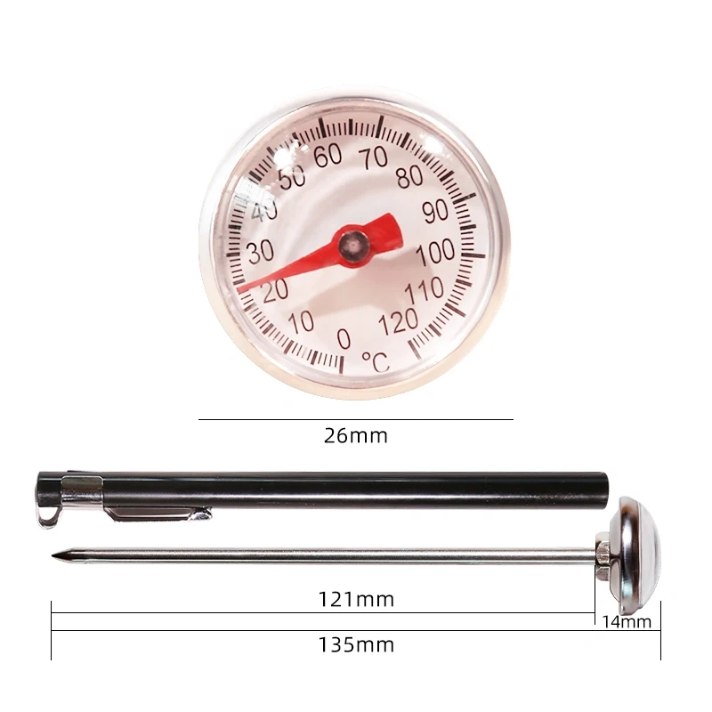 Probe Thermometer Kitchen Tools Cooking Temperature Meter 0~200℃ Milk Coffee Food Gauge Stainless Steel