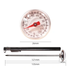 Probe Thermometer Kitchen Tools Cooking Temperature Meter 0~200℃ Milk Coffee Food Gauge Stainless Steel