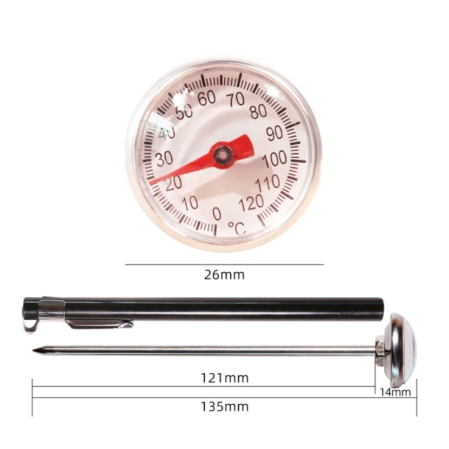 Probe Thermometer Kitchen Tools Cooking Temperature Meter 0~200℃ Milk Coffee Food Gauge Stainless Steel