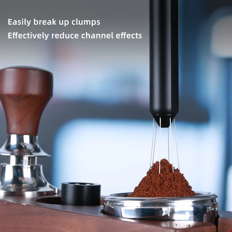 Shrinkable Portable Coffee Powder Stirring Needle 304 Stainless Steel Stainless Steel WDT Espresso Needle Distributor With Base