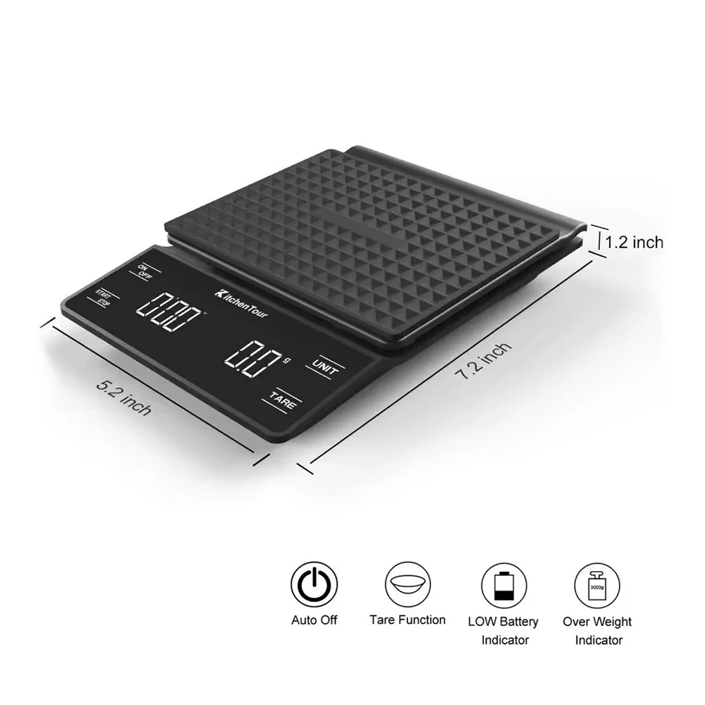 Mini Coffee Nano Coffee Scale with Timer Espresso Scale with Auto Tare Touch Sensor and Silicone Cover