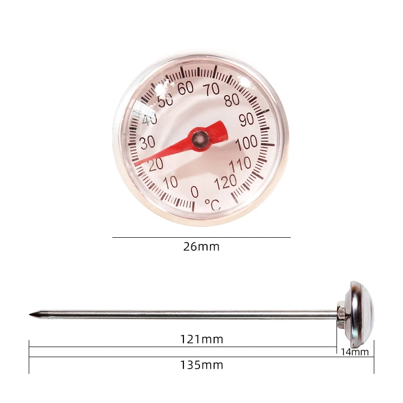 Probe Thermometer Kitchen Tools Cooking Temperature Meter 0~200℃ Milk Coffee Food Gauge Stainless Steel