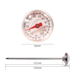 Probe Thermometer Kitchen Tools Cooking Temperature Meter 0~200℃ Milk Coffee Food Gauge Stainless Steel