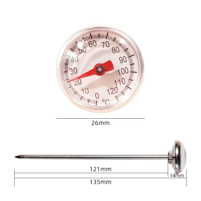 Probe Thermometer Kitchen Tools Cooking Temperature Meter 0~200℃ Milk Coffee Food Gauge Stainless Steel