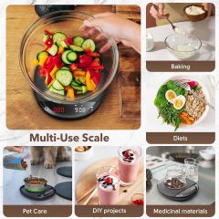 Mini Coffee Scale with Timer - Digital Espresso Scale 2kg/0.1g Accuracy Pour Over Coffee Rechargeable Down to 0.1g High Precision for Kitchen Food Weighing Measuring Baking Black