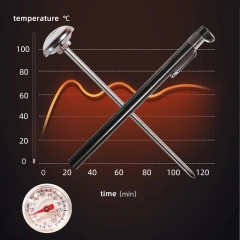 Probe Thermometer Kitchen Tools Cooking Temperature Meter 0~200℃ Milk Coffee Food Gauge Stainless Steel