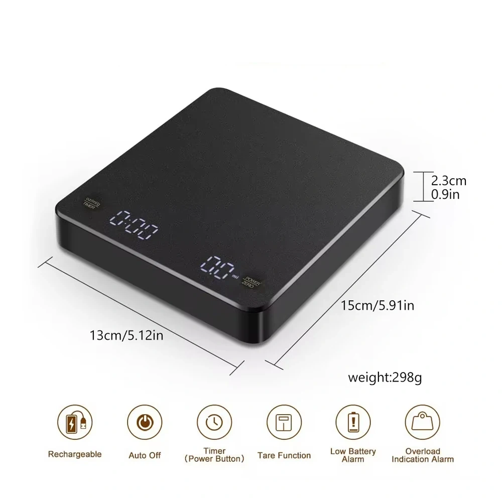 Mini Coffee Nano Coffee Scale with Timer Espresso Scale with Auto Tare Touch Sensor and Silicone Cover