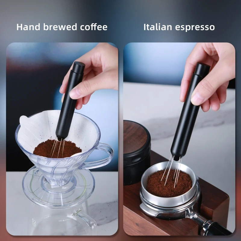 Shrinkable Portable Coffee Powder Stirring Needle 304 Stainless Steel Stainless Steel WDT Espresso Needle Distributor With Base