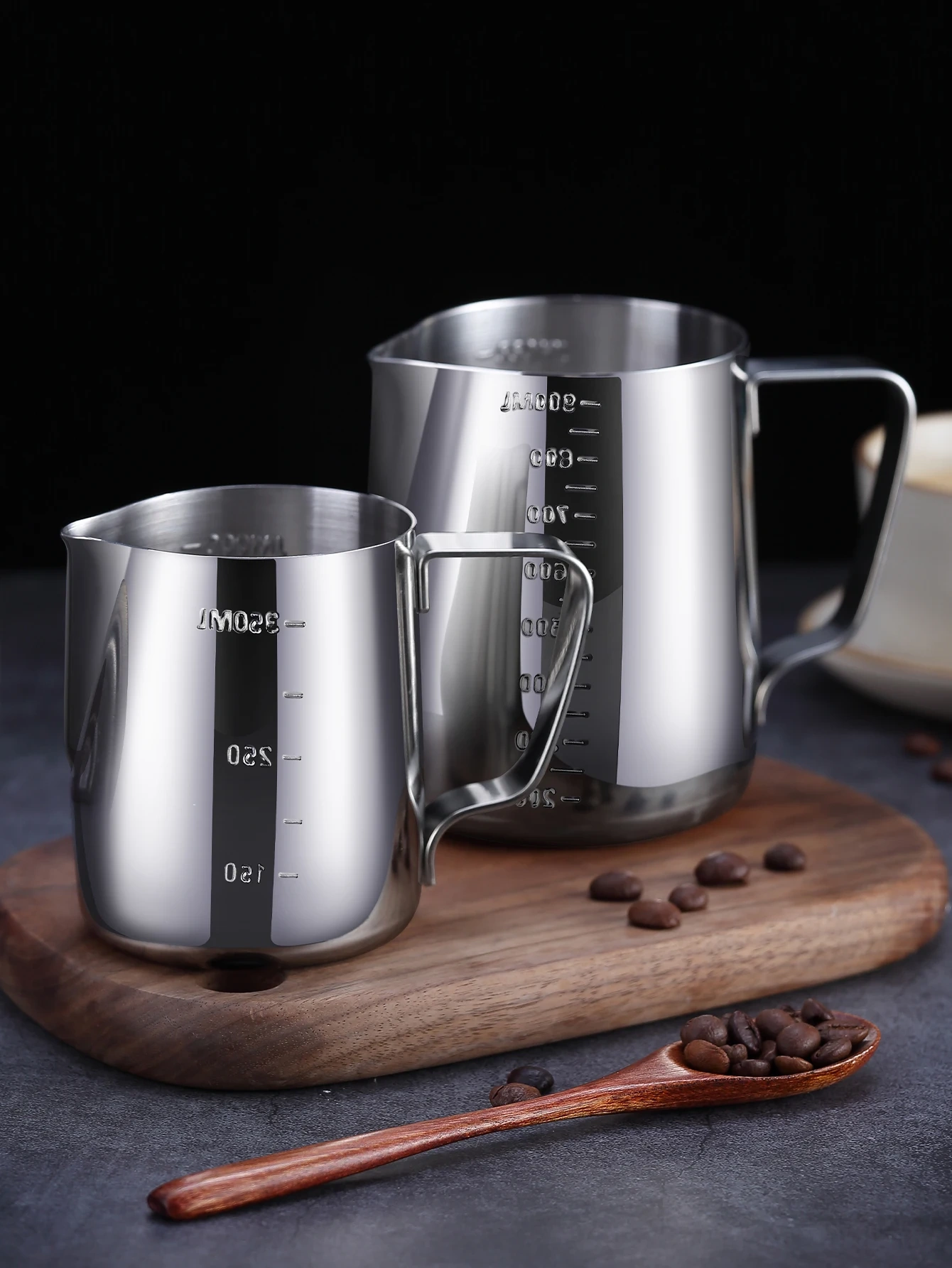 Stainless Steel Milk Frother Jug With Scale Espresso Coffee Milk Frothing For Kitchen Coffee Accessories