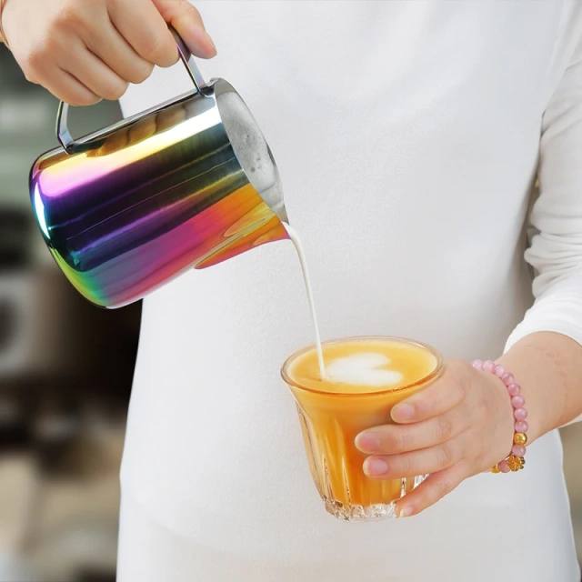 350/600ML Milk Jug Pull Flower Cup for Coffee Cappuccino Milk Steaming Frothing Pitcher Stainless Steel Non-Stick Milk Pot