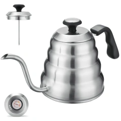 Coffee Kettle1L/1.2L Stainless Steel Pour Over Coffee Pot Kettle Drip Kettle with Thermometer For Home Office Cafetera