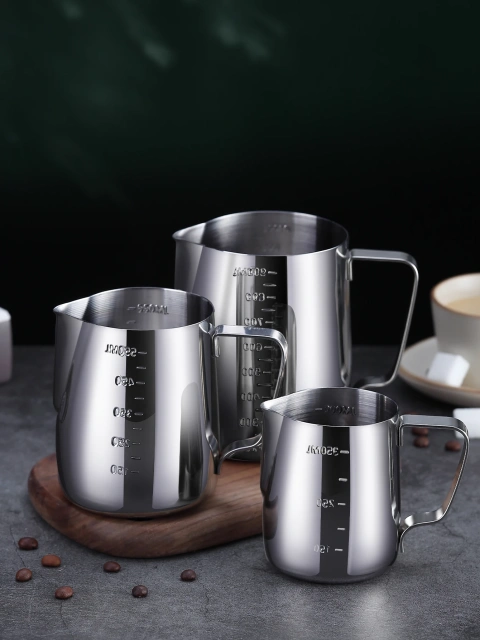 Stainless Steel Milk Frother Jug With Scale Espresso Coffee Milk Frothing For Kitchen Coffee Accessories