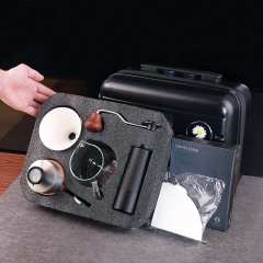 Portable Premium Outdoor Travel Coffee Maker Set Modern Glass Pour Over Drip Kettle with Manual Grinder for Camping Gift TS50