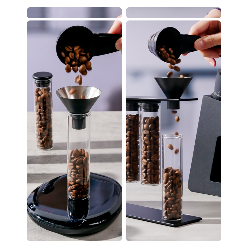 Single Dose Coffee Bean Storage Tubes With magnetic attraction function-4 Tubes Espresso Bean Cellars with stand