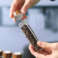 12 Single Dose Coffee Bean Storage Tubes with Wooden Stand and Lids