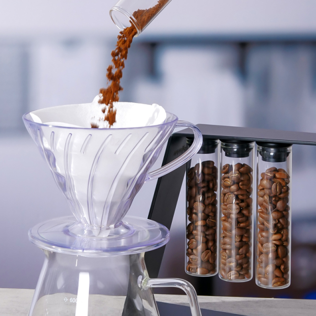Single Dose Coffee Bean Storage Tubes With magnetic attraction function-4 Tubes Espresso Bean Cellars with stand