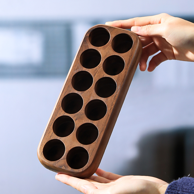 12 Single Dose Coffee Bean Storage Tubes with Wooden Stand and Lids