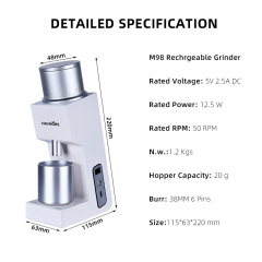 HAVMORE Portable Electric Coffee Grinder - Rechargeable, Cordless for Traveling, Camping, Office - 38 Adjustable Grind Settings, Stainless Steel Burr Mill