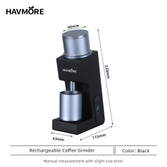 HAVMORE Portable Electric Coffee Grinder - Rechargeable, Cordless for Traveling, Camping, Office - 38 Adjustable Grind Settings, Stainless Steel Burr Mill