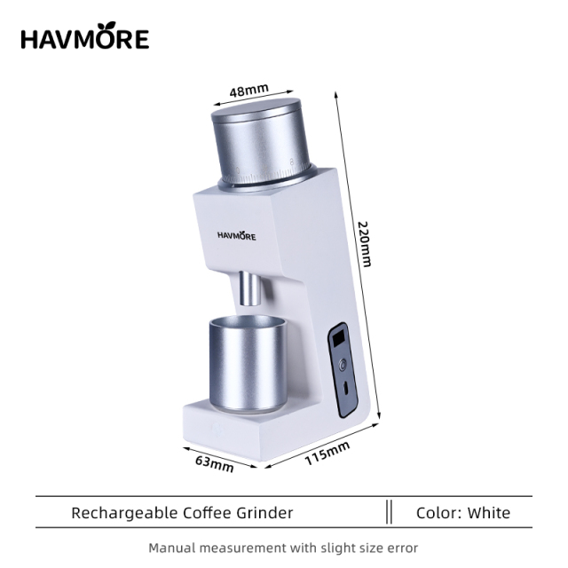 HAVMORE Portable Electric Coffee Grinder - Rechargeable, Cordless for Traveling, Camping, Office - 38 Adjustable Grind Settings, Stainless Steel Burr Mill