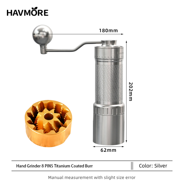 HAVMORE CNC 50 MM Conical Burr Titanium Coated Manual COFFEE Grinder Precision, Performance & Premium Design