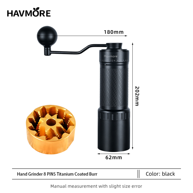 HAVMORE CNC 50 MM Conical Burr Titanium Coated Manual COFFEE Grinder Precision, Performance & Premium Design