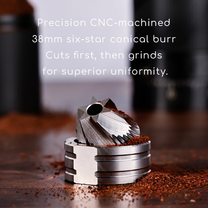 Close inspection of the portable electric coffee bean grinder cutter head