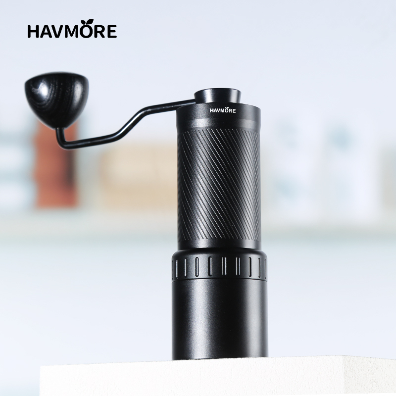 Havmore New Aluminum Alloy Body 50MM Titanium Coated Conical Bur Manual Hand Grinder