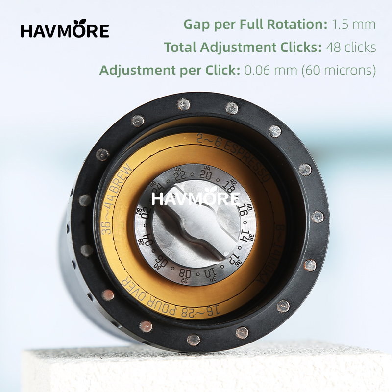 Havmore New Aluminum Alloy Body 50MM Titanium Coated Conical Bur Manual Hand Grinder