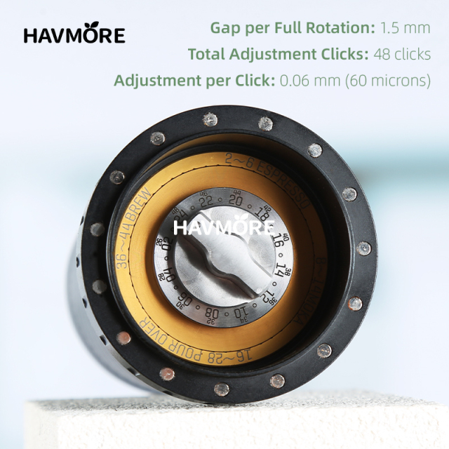 Havmore New Aluminum Alloy Body 50MM Titanium Coated Conical Bur Manual Hand Grinder