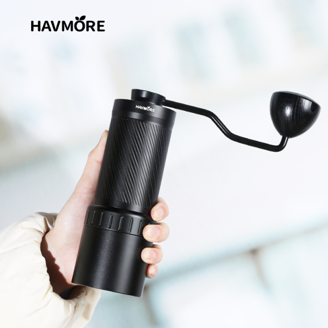 Havmore New Aluminum Alloy Body 50MM Titanium Coated Conical Bur Manual Hand Grinder