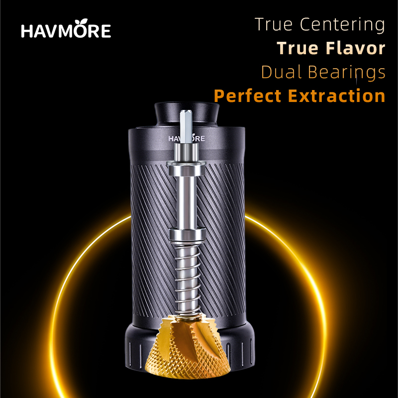 Havmore New Aluminum Alloy Body 50MM Titanium Coated Conical Bur Manual Hand Grinder