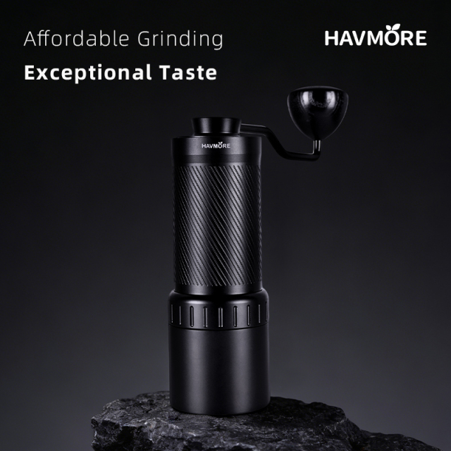 Havmore New Aluminum Alloy Body 50MM Titanium Coated Conical Bur Manual Hand Grinder
