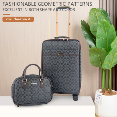 CHUBONT LB-101136 Large PU Suitcase – Durable Retro Geometric Design Spinner Luggage for Men with High Capacity,Retro Spinner Luggage – Durable PU Suitcase for Men with High Capacity