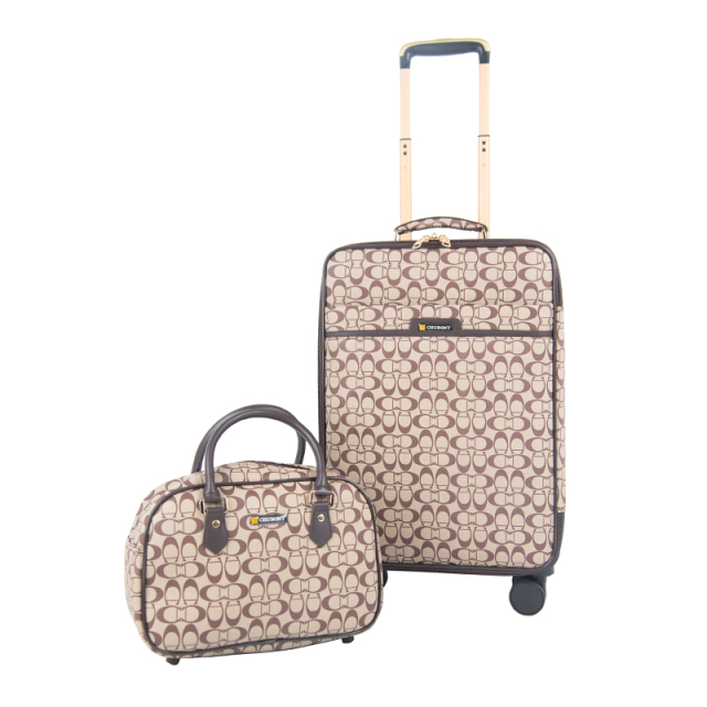 CHUBONT LB-101136 Large PU Suitcase – Durable Retro Geometric Design Spinner Luggage for Men with High Capacity,Retro Spinner Luggage – Durable PU Suitcase for Men with High Capacity