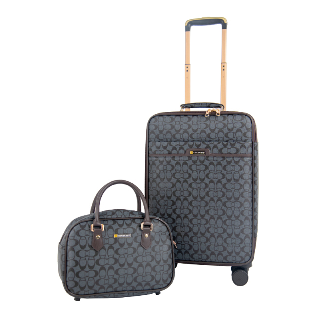 CHUBONT LB-101136 Large PU Suitcase – Durable Retro Geometric Design Spinner Luggage for Men with High Capacity,Retro Spinner Luggage – Durable PU Suitcase for Men with High Capacity