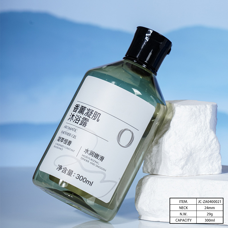 Customized 300ml PET Plastic Empty bottles for personal bath care. The Chinese cosmetic bottle Packaging Factory Adopts a Flip-top Design