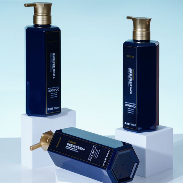Customized 600ml Hexagonal Flat Shoulder Lotion Bottle, Men's Care Packaging, Men's Shampoo Packaging, Pet Care Packaging, Chinese Cosmetics Bottle Packaging Factory