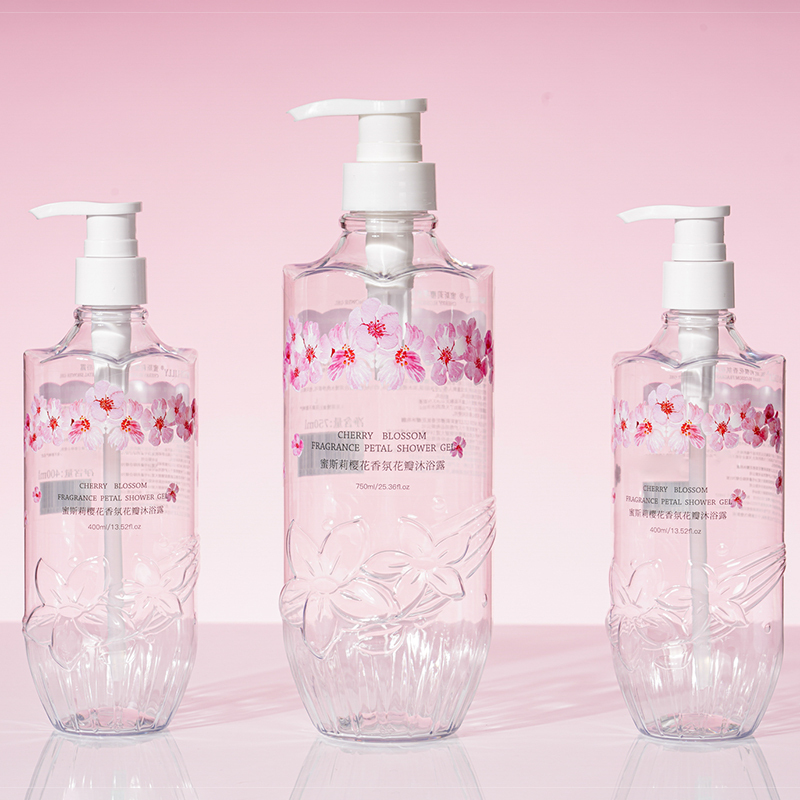 Customized 430ml 600ml Lotion Bottles, Petal Fragrance Bath Gel Packaging, Personal Care Packaging, Pet Care Packaging, China Cosmetics Bottle Packaging Factory