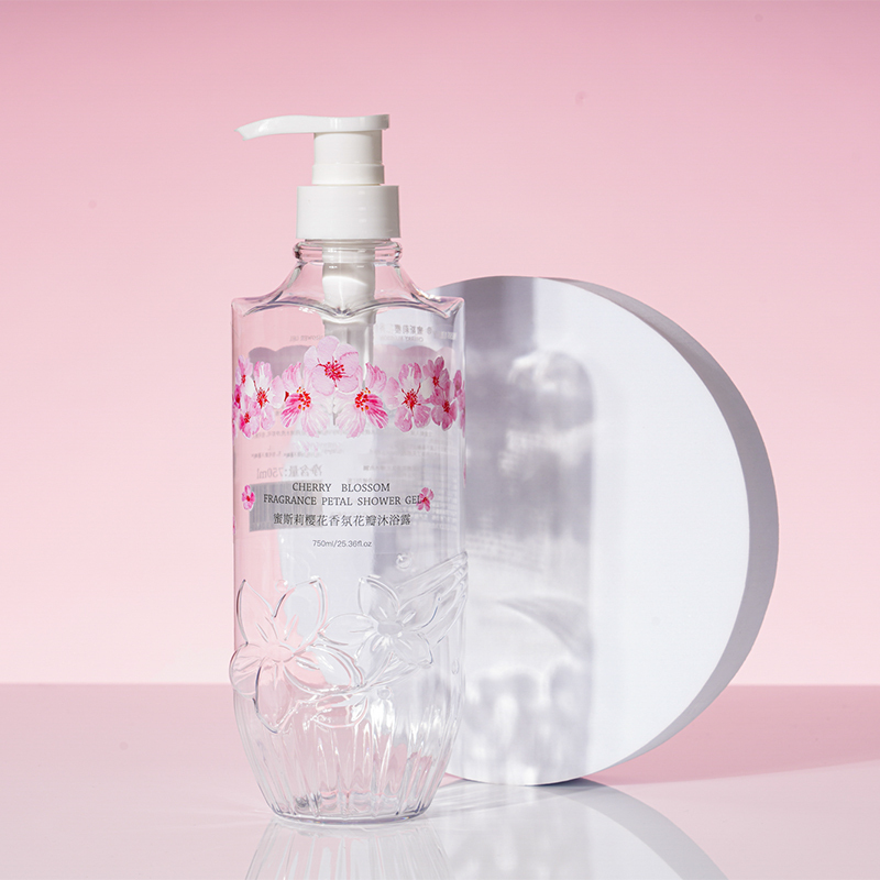 Customized 430ml 600ml Lotion Bottles, Petal Fragrance Bath Gel Packaging, Personal Care Packaging, Pet Care Packaging, China Cosmetics Bottle Packaging Factory