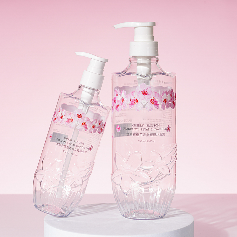 Customized 430ml 600ml Lotion Bottles, Petal Fragrance Bath Gel Packaging, Personal Care Packaging, Pet Care Packaging, China Cosmetics Bottle Packaging Factory