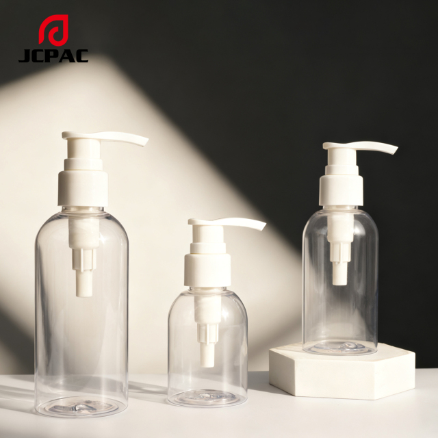 Wholesale Custom-Made Transparent 80ml, 100ml, 150ml Round-Shouldered Round-Body Lotion Bottles. Transparent Plastic Shower Gel Bottles, Which Can Be Paired with Lotion Pump Heads and Flip Covers.