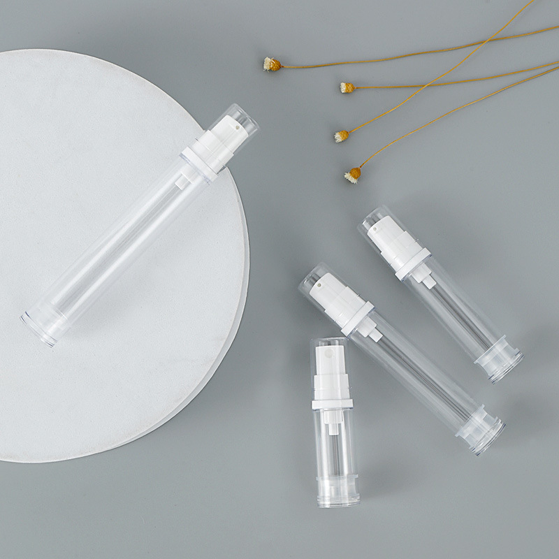 5ml 10ml 15ml Clear Mini Lotion Pump Bottles, Portable Transparent Vacuum Cosmetic Vials for Eye Cream Serum Sample, Custom Logo Travel Packaging Wholesale Container