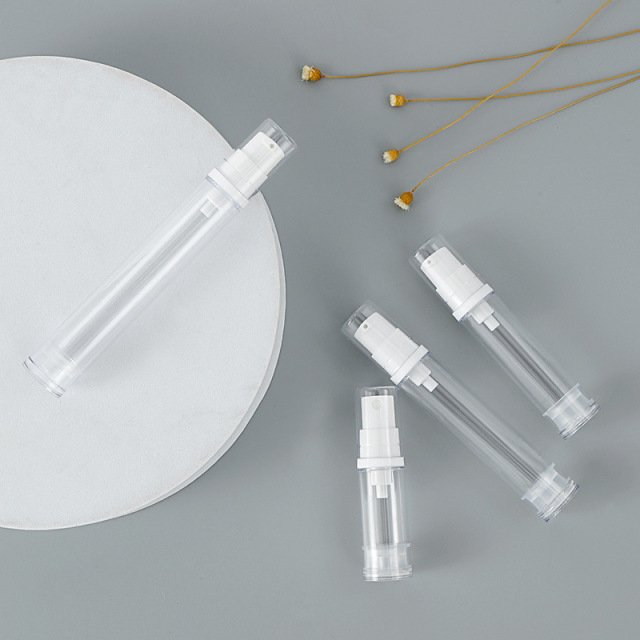 5ml 10ml 15ml Clear Mini Lotion Pump Bottles, Portable Transparent Vacuum Cosmetic Vials for Eye Cream Serum Sample, Custom Logo Travel Packaging Wholesale Container