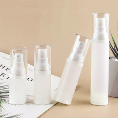 15ml 30ml 50ml Cosmetic Airless Pump Bottles, Transparent Overcap Vacuum Lotion Bottle for Serum Foundation Skincare Liquid, Custom Logo Wholesale Packaging