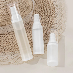15ml 30ml 50ml Cosmetic Airless Pump Bottles, Transparent Overcap Vacuum Lotion Bottle for Serum Foundation Skincare Liquid, Custom Logo Wholesale Packaging